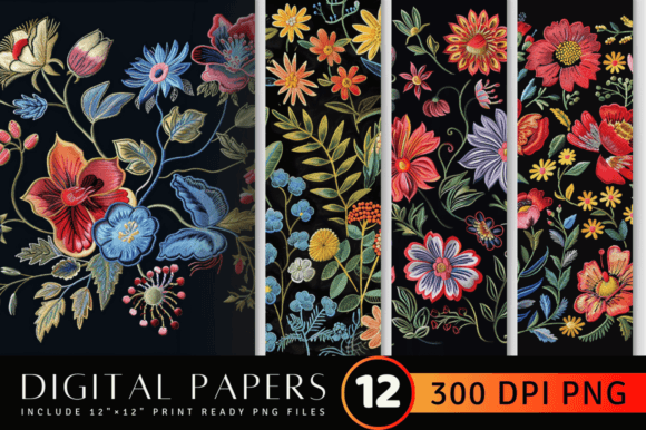 Botanical Embroidery Floral Pattern