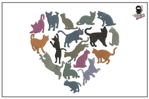 Cats Heart Embroidery
