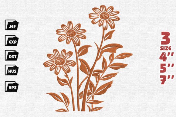 Daisies Flowers Embroidery