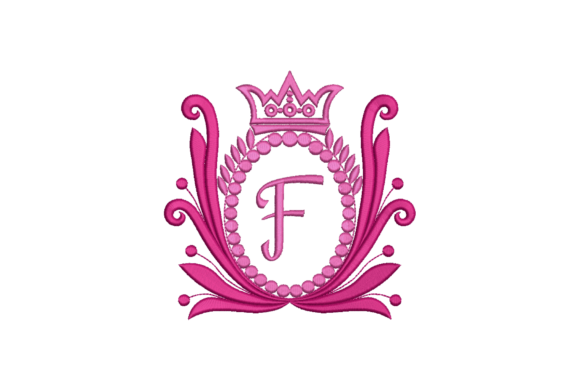 Elegant Crown Embroidery Design Letter F