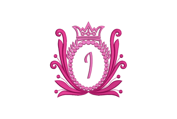 Elegant Crown Embroidery Design Letter I