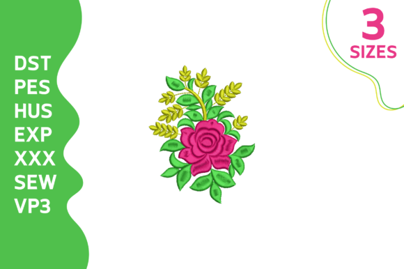 Elegant Rose Floral Embroidery Design