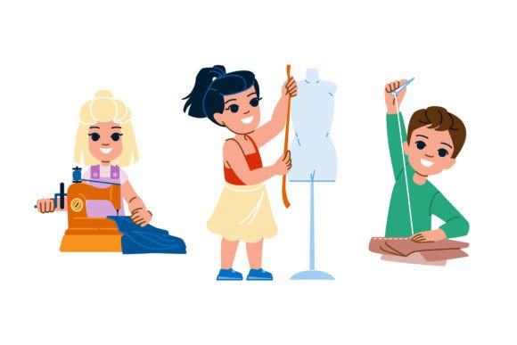 Embroidery Sewing Kid Vector