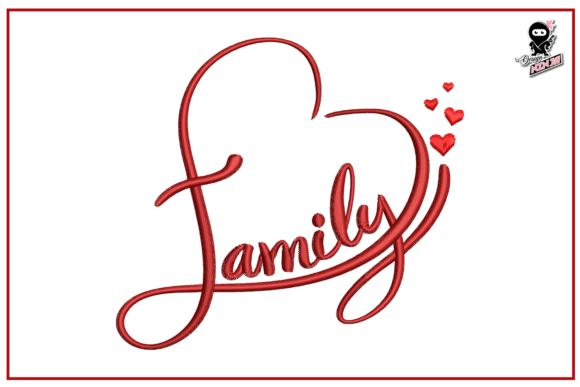 Family, Love Heart Embroidery Design