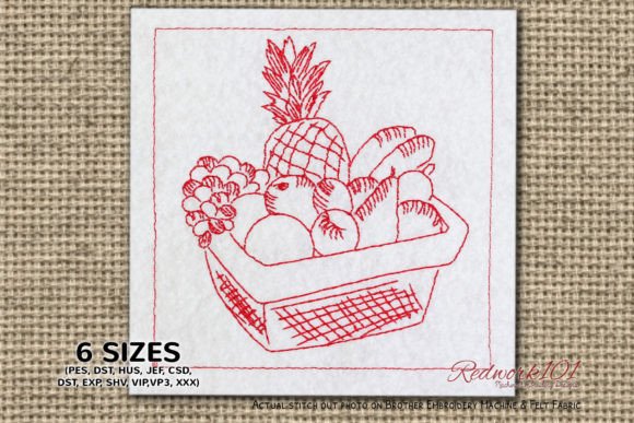 Fresh Fruit Basket Embroidery Design