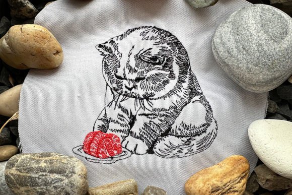 Japanese Cat Machine Embroidery Design