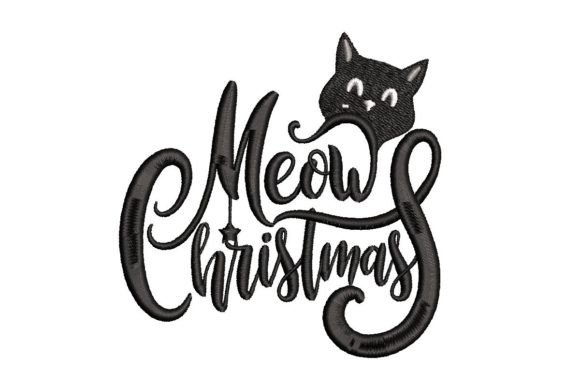 Meow Christmas Calligraphy Embroidery
