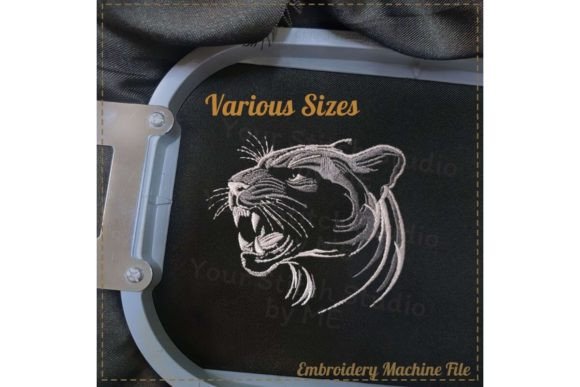 Panther Embroidery Design Mascot School
