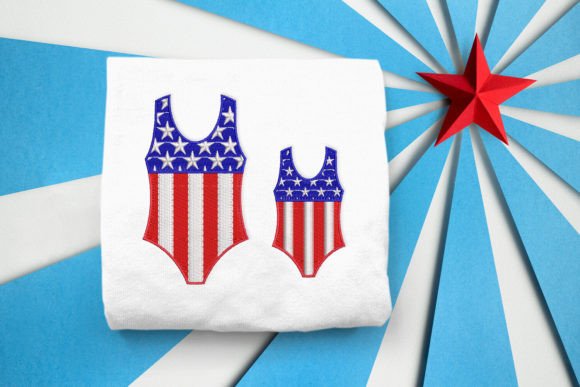 Patriotic One Piece Swimsuit Embroidery
