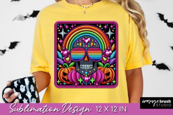 Skull Halloween Faux Embroidery Patch