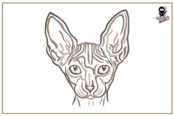 Sphynx Cat Portrait Embroidery