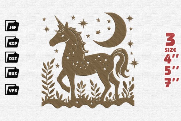 Unicorn with Stars Embroidery